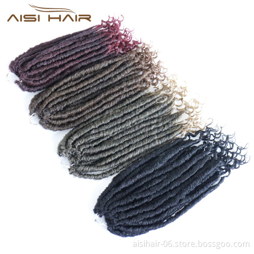 Aisi Hair 16 Inch Crochet Braids Curly Crochet Hairpieces Goddess Faux Locs Synthetic Hair Extensions Ombre Braiding Hair